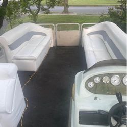 24 Foot Pontoon Boat Premier Update 4/30 Put A Brand New Battery And That Motor Started Right Up At Is Ready For The Water