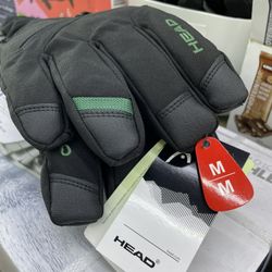 pair of HEAD brand gloves, specifically featuring touchscreen-compatible technology and silicone grips. 