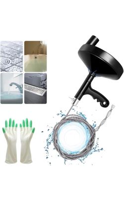 Drain Auger 25 Ft with Gloves, Plumbing Snake Drain Auger Hair Clog Remover, Heavy Duty Pipe Drain Clog Remover for Bathtub Drain, Bathroom Sink, Kitc
