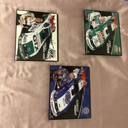autographed promo cards showcasing NHRA drag racing drivers from John Force Racing: Ashley Force Hood, John Force, and Robert Hight.