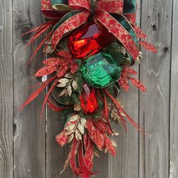 Jewel Ornament Christmas Swag, Handmade