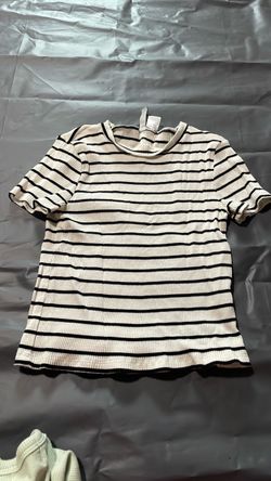 Ribbed Striped Short Sleeve T-Shirt