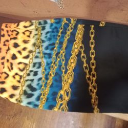 Nicki Minaj Leopard Chain Print Pencil Skirt - L - New Condition 