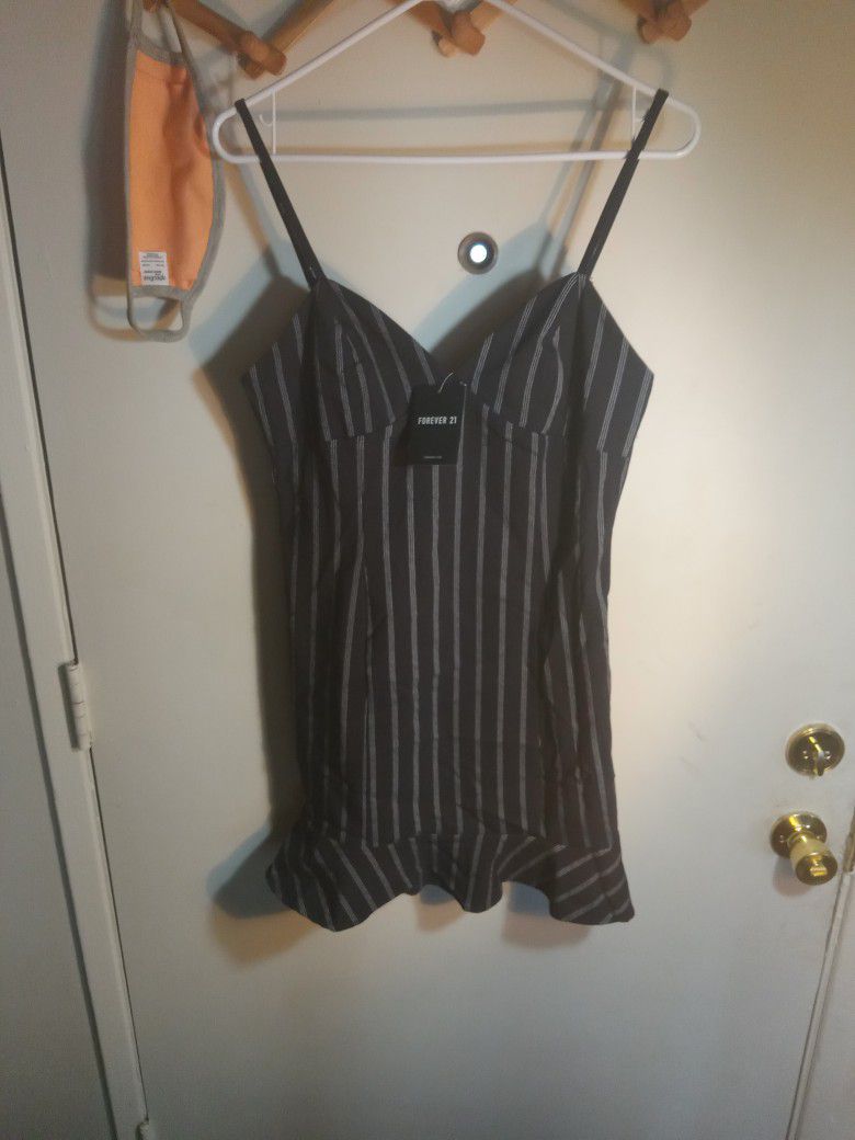 Forever 21 Striped Cami Mini Dress Flounce Hem 