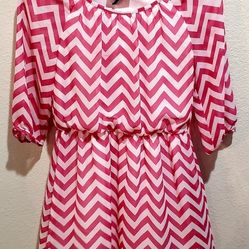 Cheveron Print Lightweight Dress Size Youth Girl's 14