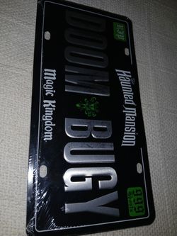 Walt Disney World Haunted Mansion Doom Bugy Car License Plate Tag NEW 