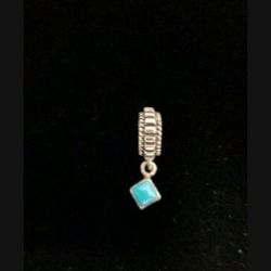 Nancy Brown Retired Sterling Silver Square Blue Turquoise Dangle Storywheel X1