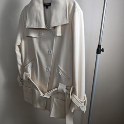 WOMEN'S WINTER COFFESHOP WOOL CREAM COAT SIZE XL MID-LENGTH