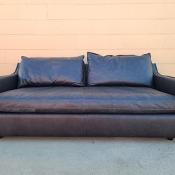 West Elm Leather Couch Sofa 