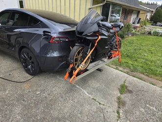 Motorcycle, bike rack hitch attached
