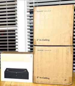 2(Pairs) of 8" Sonos In-Ceiling Architecture Speakers Bundle With 1x Sonos Amp Brand New Sealed Includes Warranty Does-not-include-installation-labor!