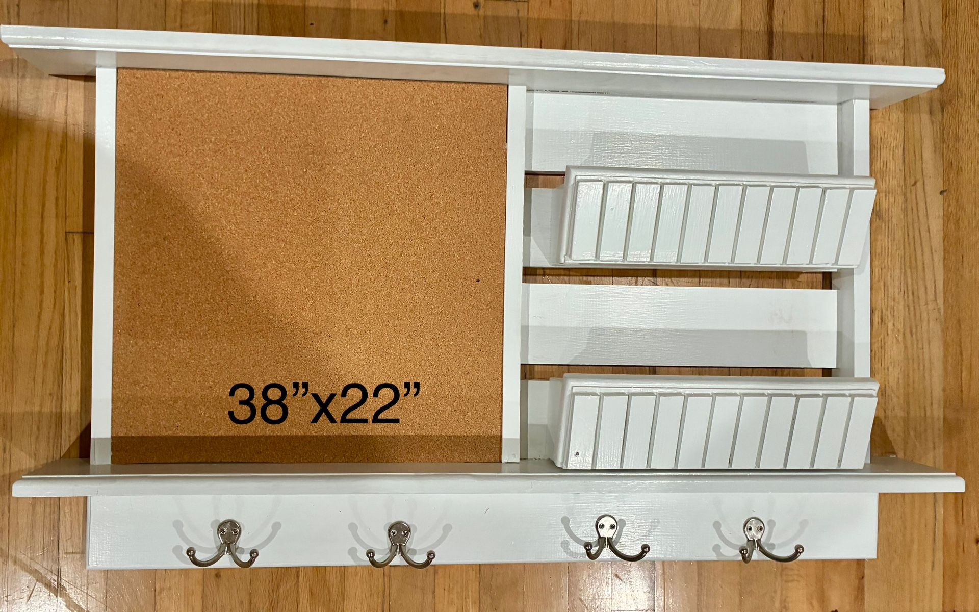 Wooden Cork Board Mail Organizer