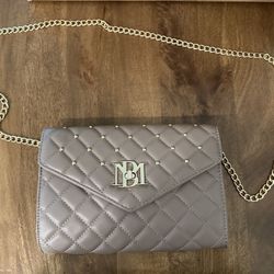 Badgley Mischka Diamond Quilted Taupe Crossbody Bag