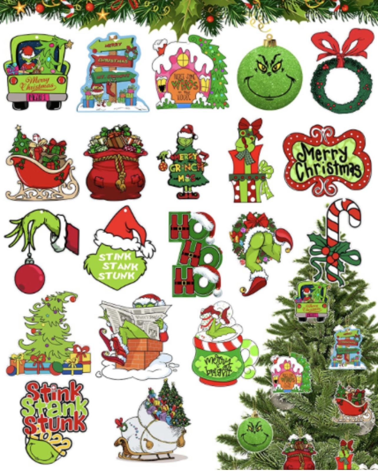 Green Christmas Decorations - 2022 Green Ornaments for Christmas Tree Gifts SIZE】The package contains 20 PCS hich 3.5 inches ornaments and a bundle