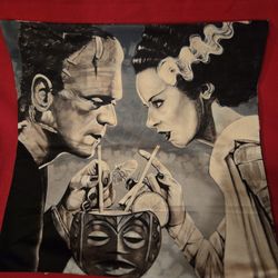 17" By 17" Frankenstein & His Bride Pillow Case 