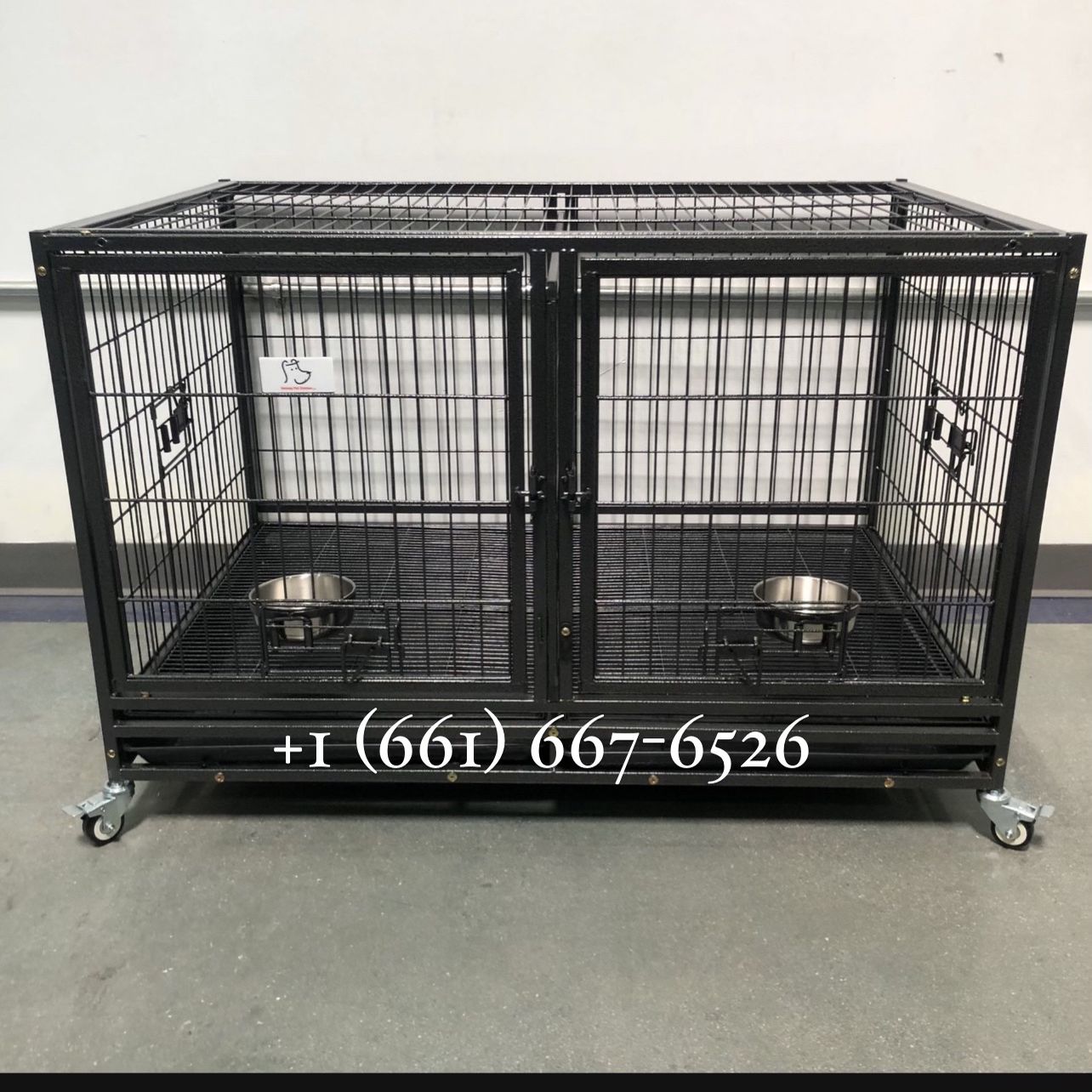 Dual Drop Down Dog Crate Kennel Divider Cage