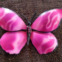 Vintage 1970's Enamel Hot Pink/Purple Swirls With Rhinestones