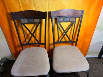 Set of 4 Metal Dining Chairs with Stone Tile Accents