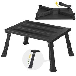 Adjustable RV Step Stool, 3-Step Height Adjustment, Foldable Legs, Wide Anti-Slip Surface,Supports Up to 1,000 lb, Premium Aluminum Construction Easy 