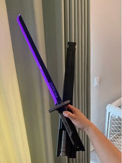 LED Spark Sword with Sound and Fog, Type-C Recharge, 31.5" Glowing Ninja Blade Weapon for Kids and Adults, Toys for Cosplay, Rave and Halloween（Grey