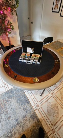 Poker table with poker chips and cards/ trades accepted