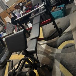 Bench Set With Barbell &Dumbbells And Free Weights 