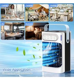 Portable Air cooling 16” Standing Fans that Portable AC，120° Oscillating 650ml Water Tank, 5Modes & 4Speeds Cooling Fans