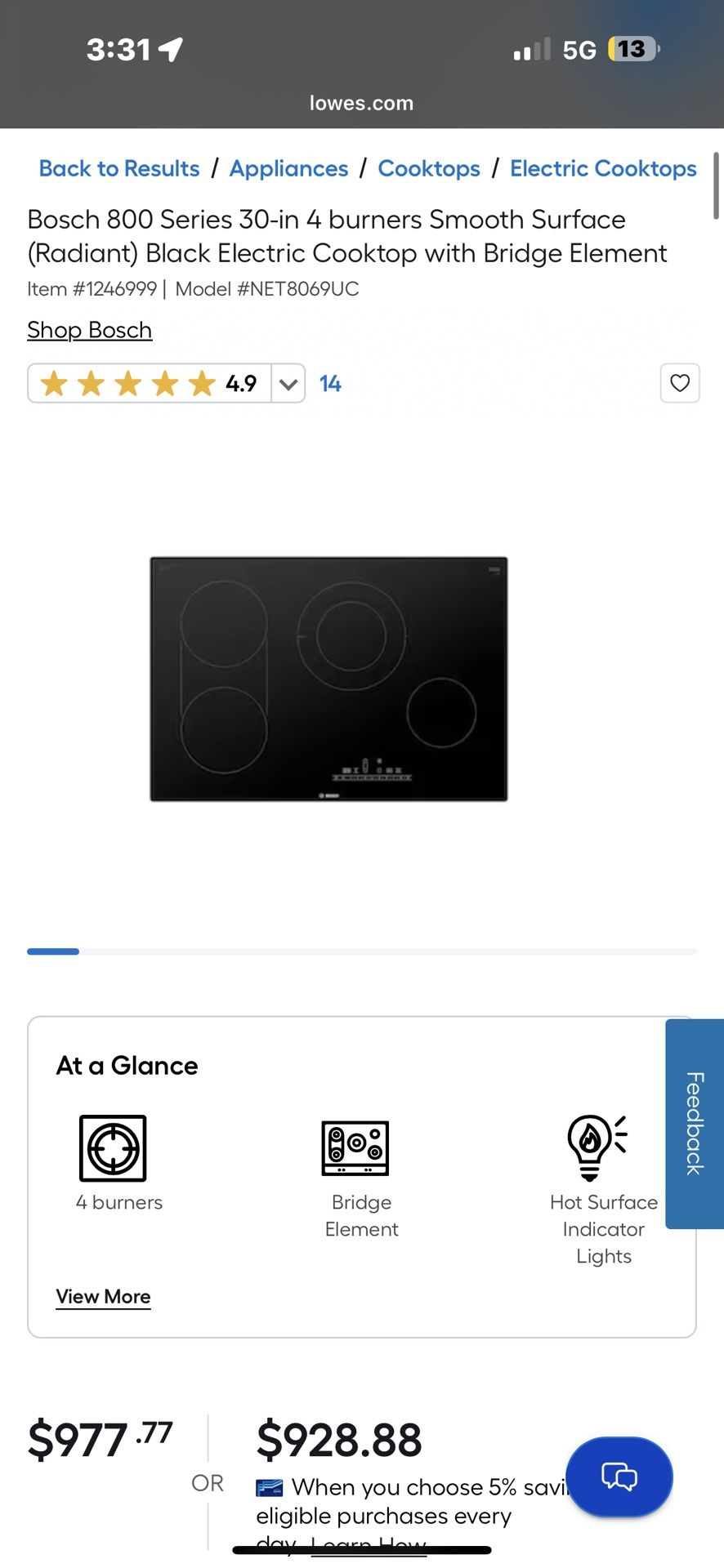 BOSCH Glass Cooktop