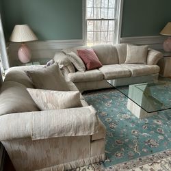 Couch Love Seat And Glass Tables