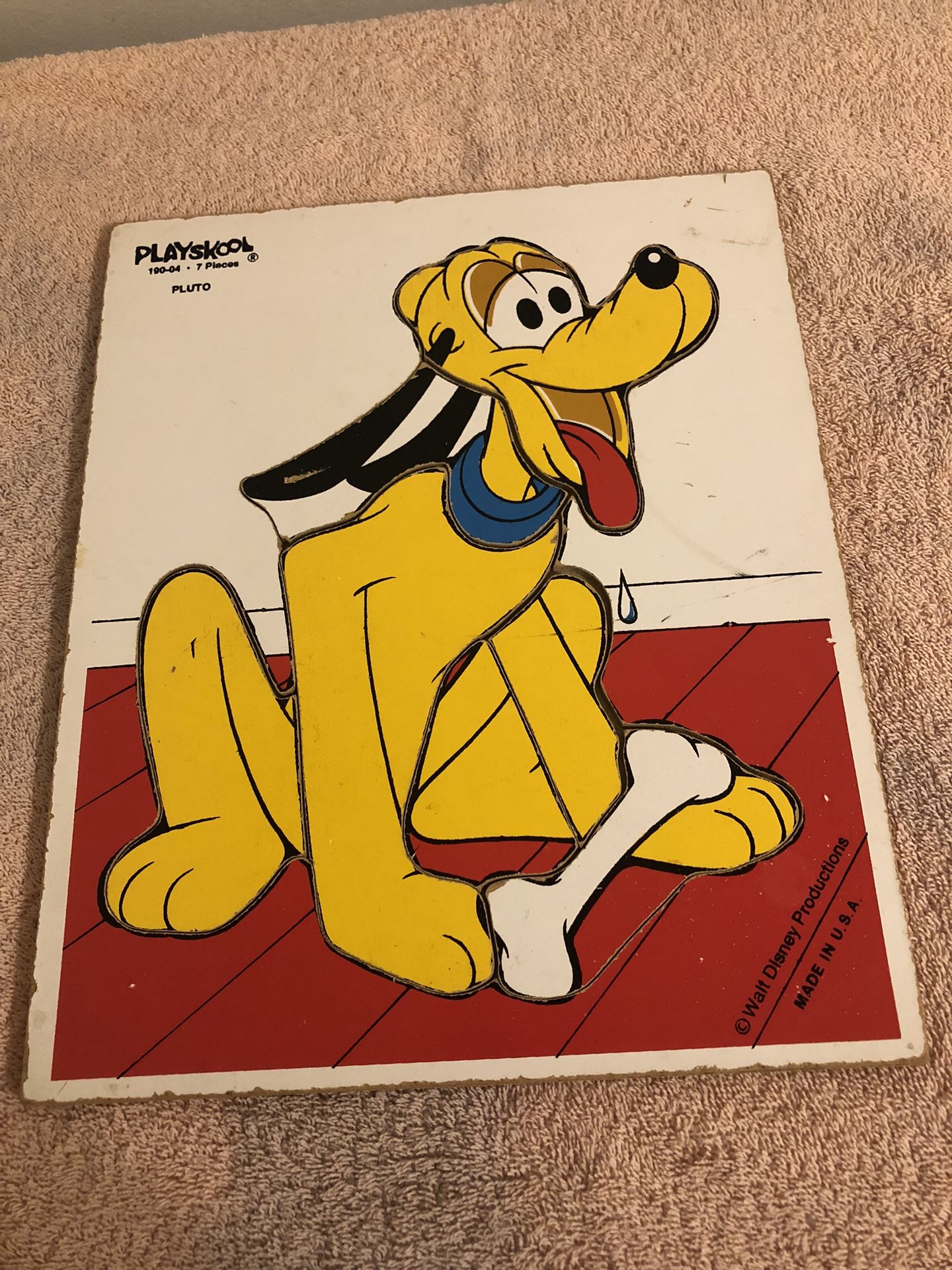 Vintage Playskool Pluto #190-04 Wood Puzzle 7 Pieces
