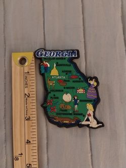 Vintage GEORGIA Souvenir Refrigerator Fridge Rubber Magnet with Cities Landmarks
