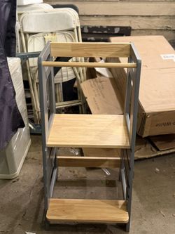 Toddler Kitchen Learning Helper with Adjustable Height and Anti-Slip Protection, Children's Standing Tower with Safety Rail, Wooden Tower for Kids