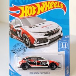Hot Wheels  2018 Honda Civic Type R White-Red 