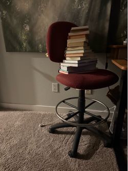 Red chair for elevated work desk