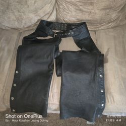 FMC Motorcycle Riding Leather Chaps, Small Great Condition 