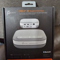 j5create USB C 4K Speakerphone laptop Docking Station Grey computer