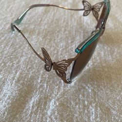 TEAL BUTTERFLY DESIGNER SUNGLASSES 