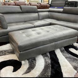 LEATHER GEL RECLINING SECTIONAL SOFA!!!  (contact info removed)