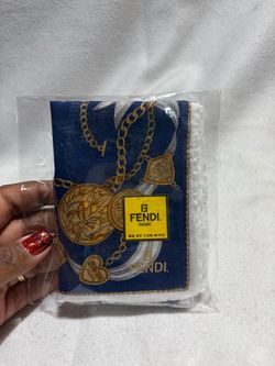Vintage Fendi Gold Chain & Coin Print Handkerchief / Bandana