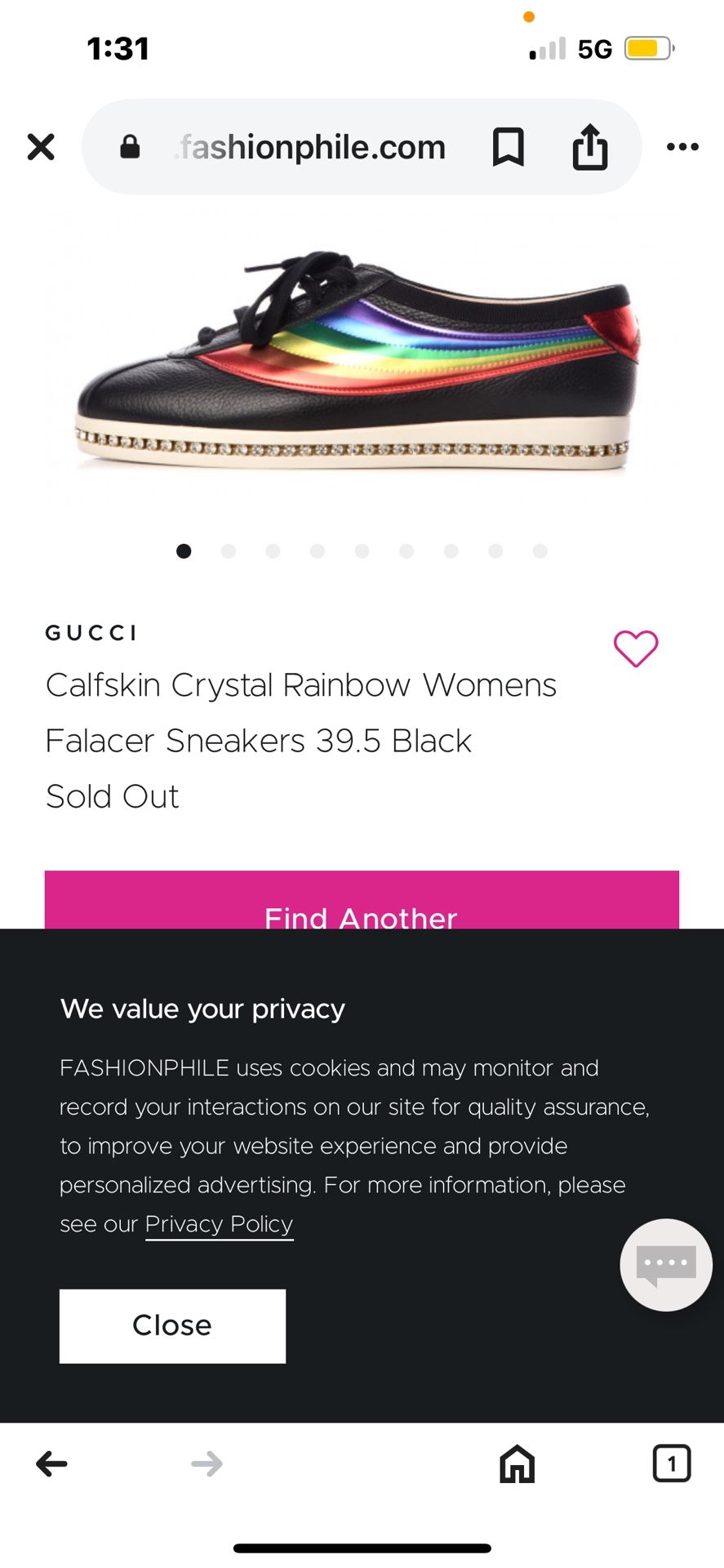 Calfskin Crystal Rainbow Womens Falacer Sneakers 39.5 Black