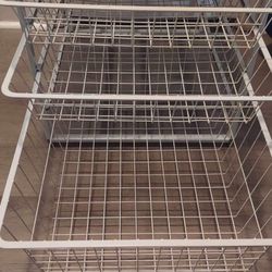 Three Metal White Drawers Used Good 