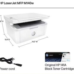 HP LaserJet MFP M140w Black and White Laser Printer. Barely Used. Comes With Original Box, Plugs, Adapters and 1 Ink Toner Cartridge 