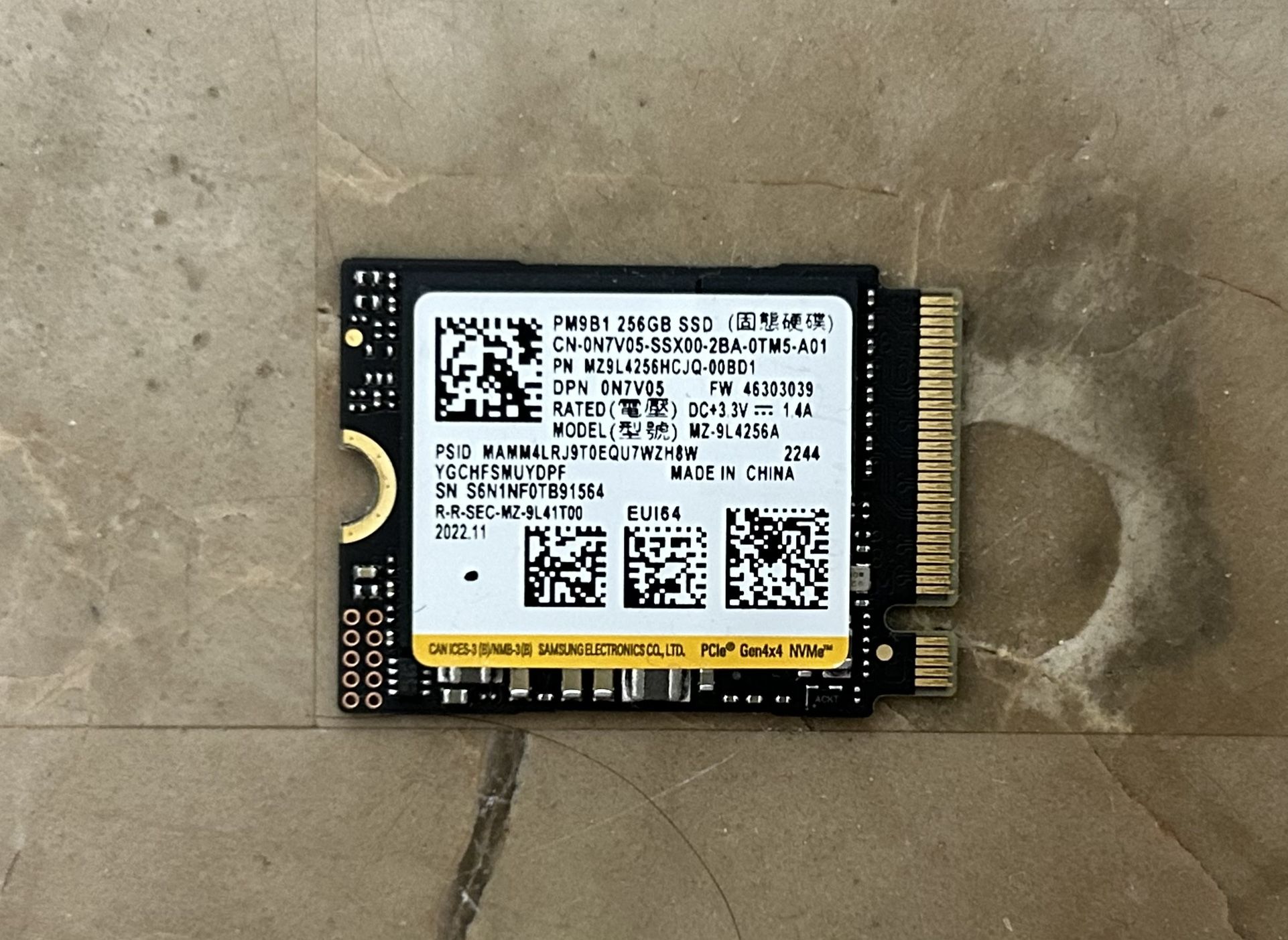 Samsung PM9B1 256GB M.2 2230 NVMe SSD for laptop, desktop computer, steam deck, surface pro & others