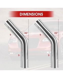 Brand New  Richeer 45 Degree 3 inch O.D. T304 Stainless Steel DIY Custom Exhaust Tubing?45° Mandrel Bend Exhaust Pipe, Polished Surface,Universal Fit