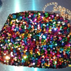 Beautiful sequin purse gold chain strap