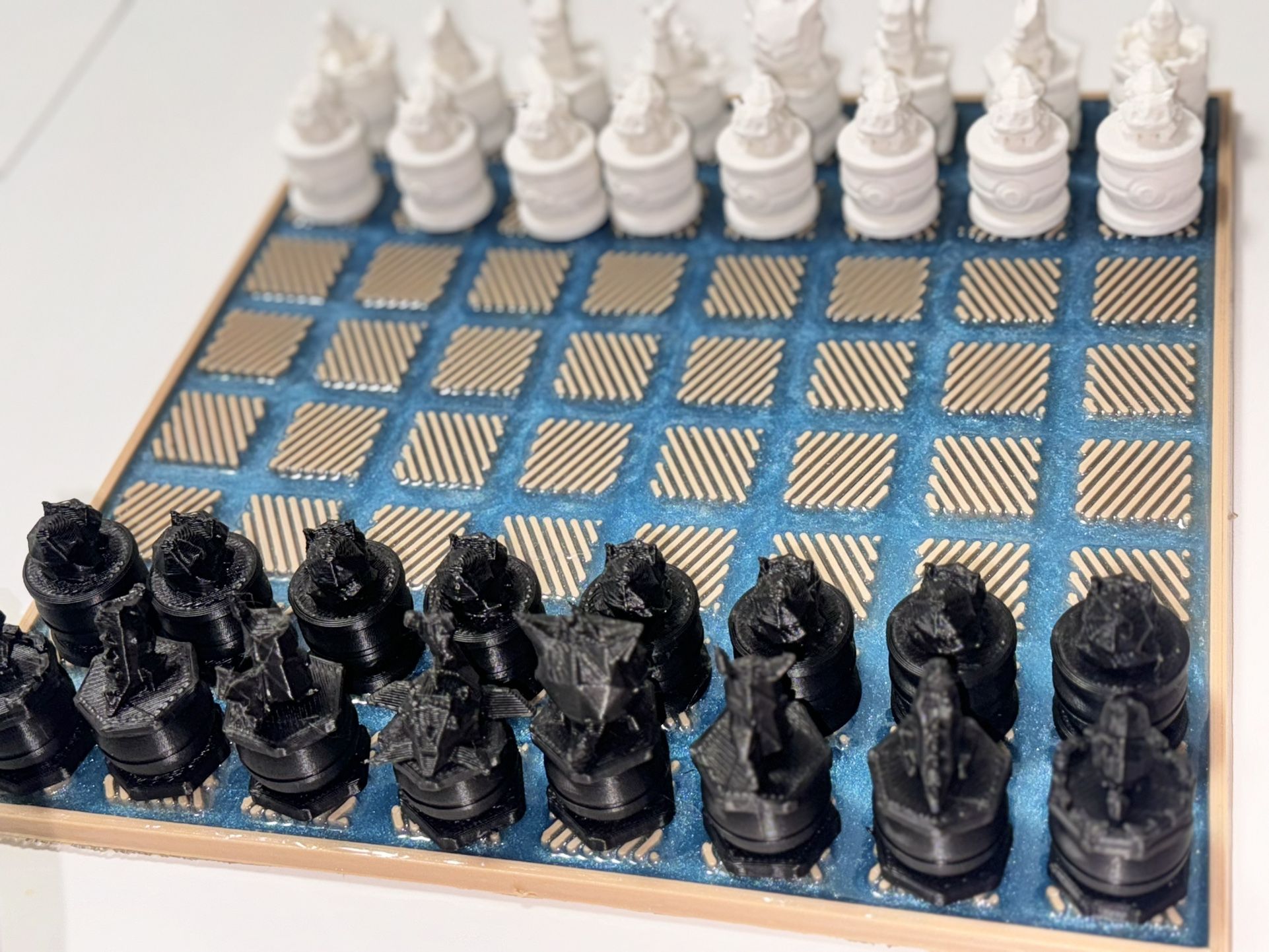 FULL POKEMON CHESS SET WITH SPARKLING BLUE PLAYING GAME BOARD 100% CUSTOM MADE