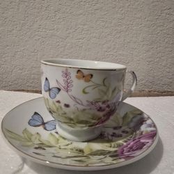 Tea Cups Floral N Butterfly Motif