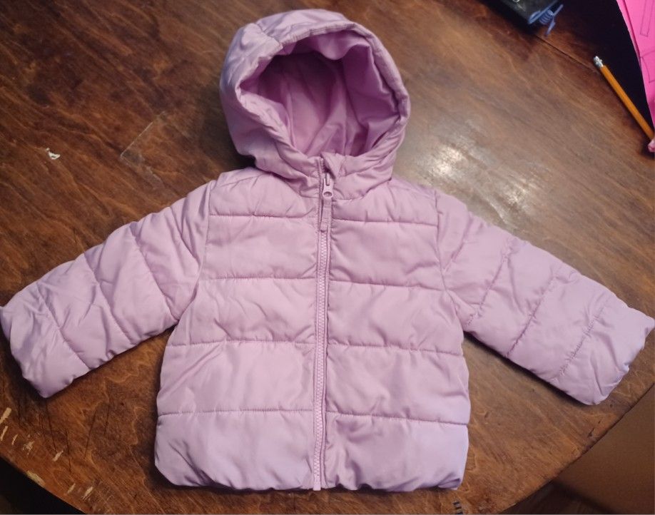 Girl's Purple Puffer Jacket Size: 12-18 Months