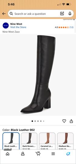 Nine West Zazz Black Leather Boots size w 11