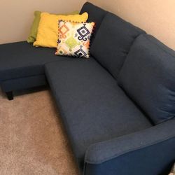 Navy Blue Modern Trundle Sectional Sofa